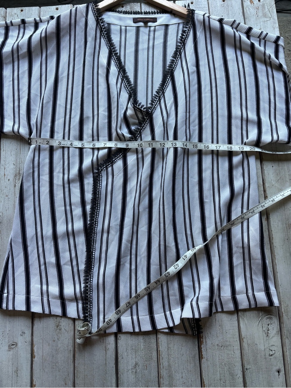 Adolfo Dominguez Open Front Striped Kimono Jacket Black White Euro 44 - Picture 4 of 10